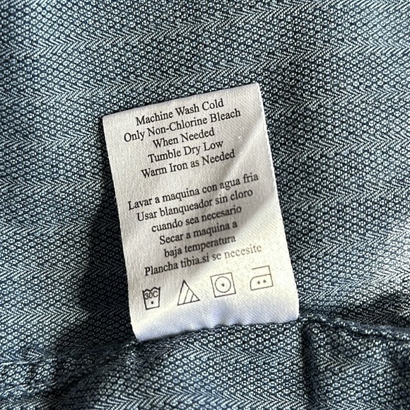 English Laundry Blue Herringbone Button Front Shirt Medium 15 15.5 x 34-35 - Picture 11 of 11